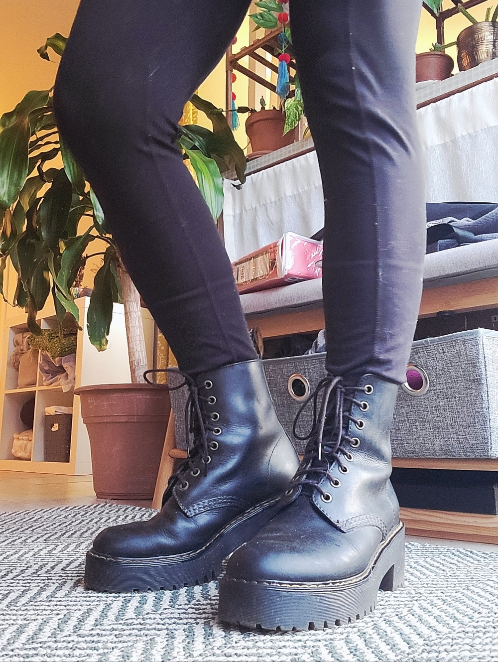 Women's black lace-Up Doc Marten platform boots  - (Shriver High Model)